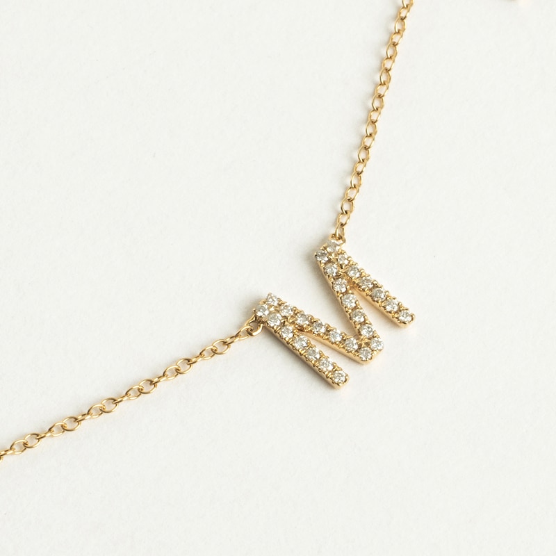 Juliette Maison Diamond Station Name Necklace 3/8 ct tw Round 10K Yellow Gold