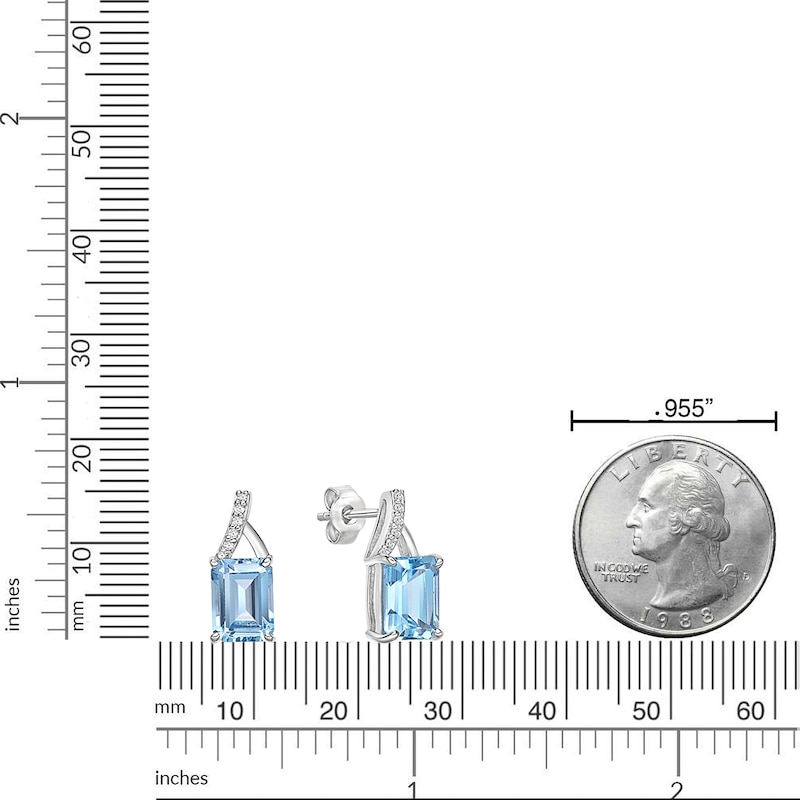 Main Image 4 of Natural Blue Topaz Earrings 1/20 ct tw Diamonds Sterling Silver