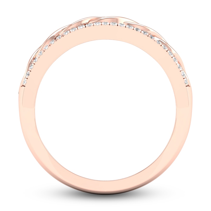 Main Image 4 of Diamond Twisted Wedding Band 1/8 ct tw Round 14K Rose Gold