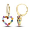 Thumbnail Image 0 of Natural Multi-Gemstone Heart Dangle Earrings 10K Yellow Gold