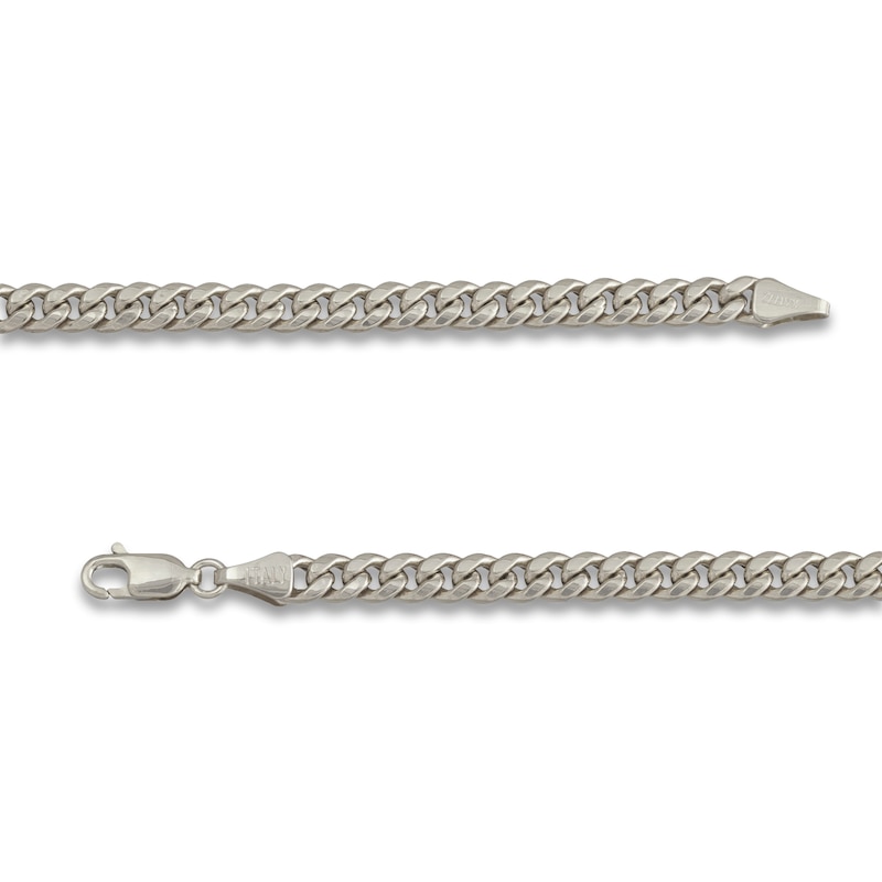 Main Image 2 of Hollow Miami Curb Link Necklace 10K White Gold 24" 6mm