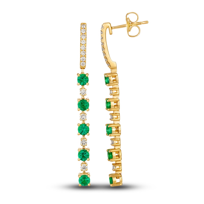 Main Image 2 of Le Vian Natural Emerald Earrings 1/4 ct tw Diamonds 14K Honey Gold