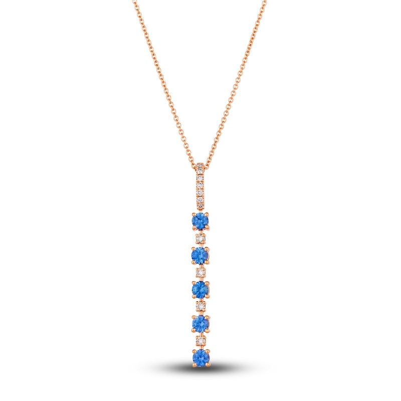 Le Vian Natural Blue Sapphire Necklace 1/8 ct tw Diamonds 14K Strawberry Gold