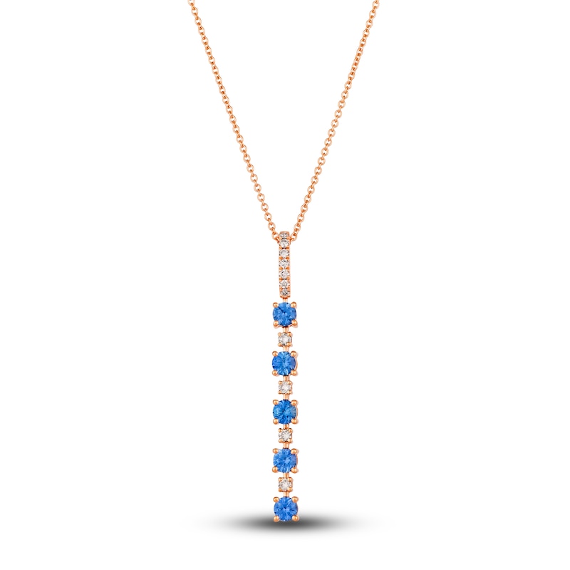 Main Image 1 of Le Vian Natural Blue Sapphire Necklace 1/8 ct tw Diamonds 14K Strawberry Gold