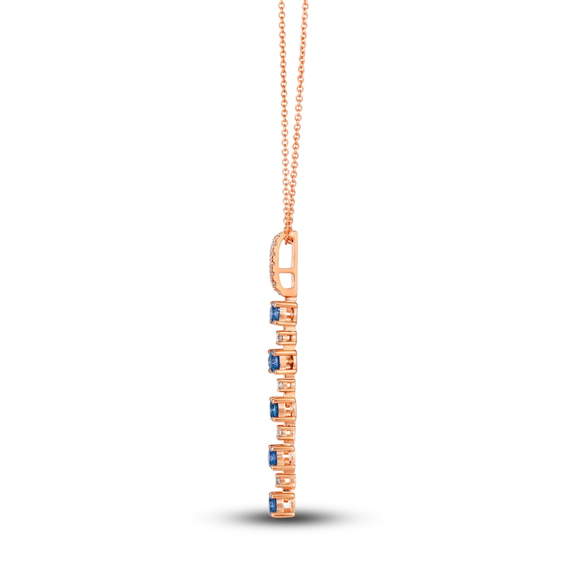 Le Vian Natural Blue Sapphire Necklace 1/8 ct tw Diamonds 14K Strawberry Gold