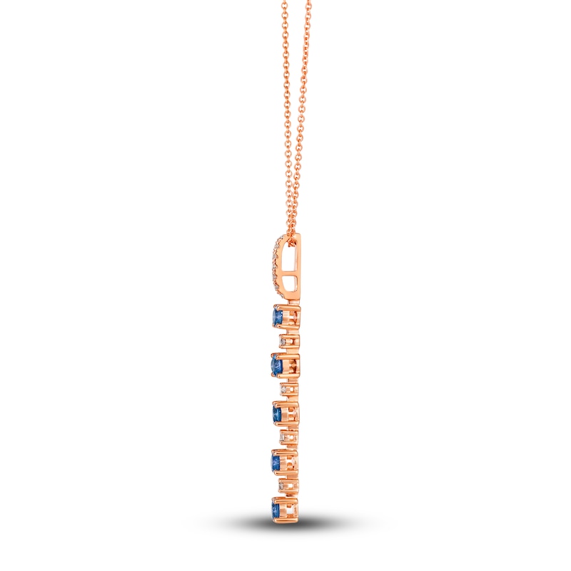 Main Image 2 of Le Vian Natural Blue Sapphire Necklace 1/8 ct tw Diamonds 14K Strawberry Gold