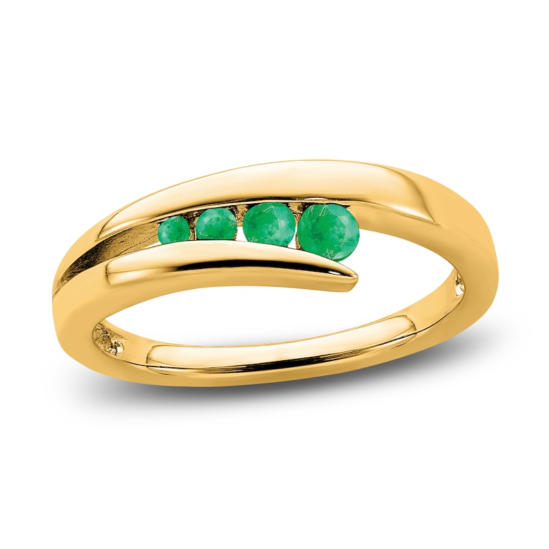 Main Image 1 of Natural Emerald 4-Stone Ring 14K Yellow Gold