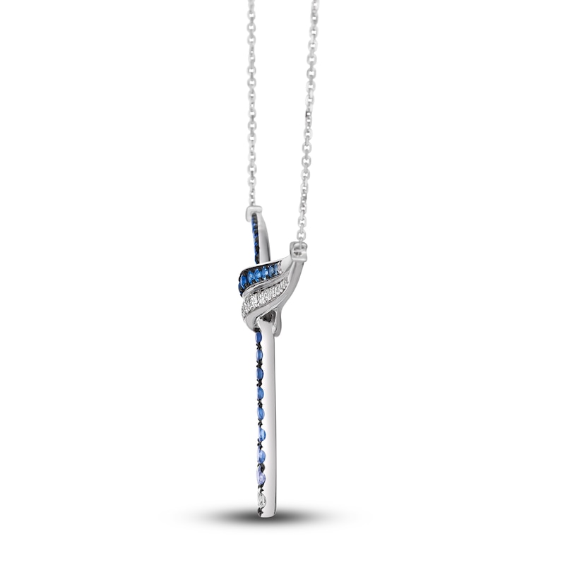 Main Image 2 of Le Vian Natural Blue Sapphire Necklace 1/6 ct tw Diamonds 14K Vanilla Gold 19"
