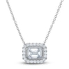 Thumbnail Image 0 of Lab-Created Diamond Necklace 1-1/6 ct tw Emerald/Round 14K White Gold