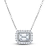 Thumbnail Image 1 of Lab-Grown Diamond Necklace 1-1/6 ct tw Emerald/Round 14K White Gold