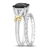 Thumbnail Image 1 of Y-Knot Black Diamond Bridal Set 2 ct tw Cushion 14K Two-Tone Gold
