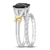 Thumbnail Image 2 of Y-Knot Black Diamond Bridal Set 2 ct tw Cushion 14K Two-Tone Gold