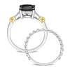 Thumbnail Image 3 of Y-Knot Black Diamond Bridal Set 2 ct tw Cushion 14K Two-Tone Gold