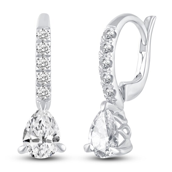 Jared The Galleria Of Jewelry Certified Lab-Created Diamond Dangle Earrings 1-3/4 ct tw Pear/Round 14K White Gold