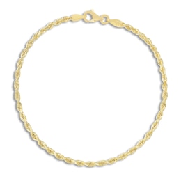 Diamond-Cut Rope Chain Anklet 14K Yellow Gold 10"