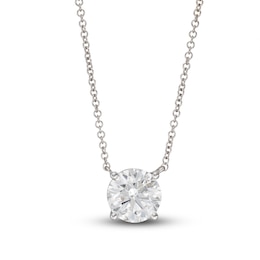 Lab-Grown Diamond Solitaire Necklace 2 ct tw Round 14K White Gold 19" (SI2/F)