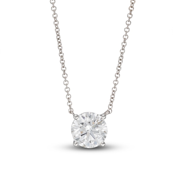 Jared Signature Lab-Grown Diamond Solitaire Necklace 2 ct tw Round 14K White Gold 19" (SI2/F)