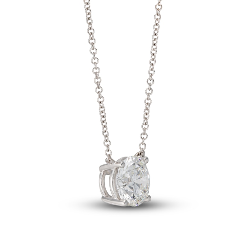 Main Image 2 of Lab-Grown Diamond Solitaire Necklace 2 ct tw Round 14K White Gold 19" (SI2/F)
