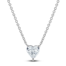 Lab-Grown Diamond Solitaire Necklace 1/2 ct tw Heart-Cut 14K White Gold (F/SI2) 18"