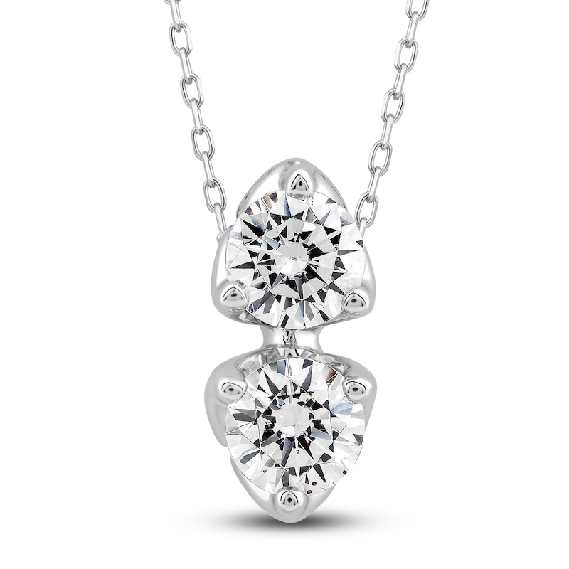 Diamond Pendant Necklace 2 ct tw Round 14K White Gold 18"