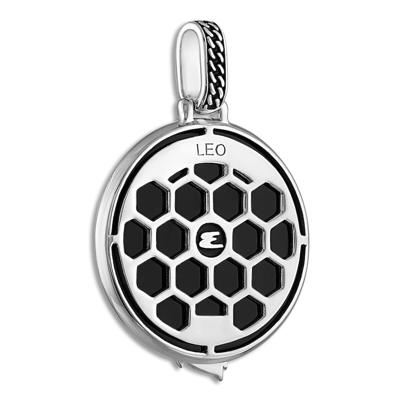 Main Image 3 of 1933 by Esquire Men's Natural  Onyx & Natural White Topaz Leo Charm Sterling Silver