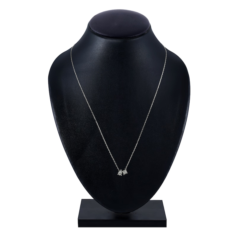 Main Image 4 of Diamond Pendant Necklace 1/3 ct tw Pear/Princess 14K White Gold 18"