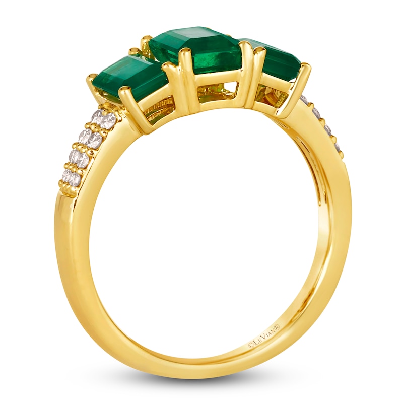 Main Image 2 of Le Vian Natural Emerald Ring 1/6 ct tw Diamonds 14K Honey Gold