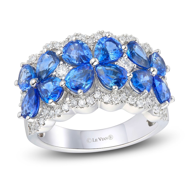 Main Image 1 of Le Vian Natural Blue Sapphire Ring 1/2 ct tw Diamonds Platinum