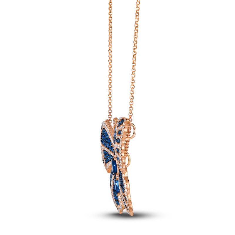 Main Image 2 of Le Vian Natural Blue Sapphire Butterfly Necklace 1-5/8 ct tw Diamonds 18K Strawberry Gold 18"