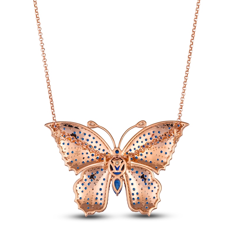 Main Image 3 of Le Vian Natural Blue Sapphire Butterfly Necklace 1-5/8 ct tw Diamonds 18K Strawberry Gold 18"