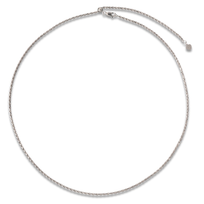 Semi-Solid Diamond-Cut Rope Chain Necklace 14K White Gold 24" 2.1mm