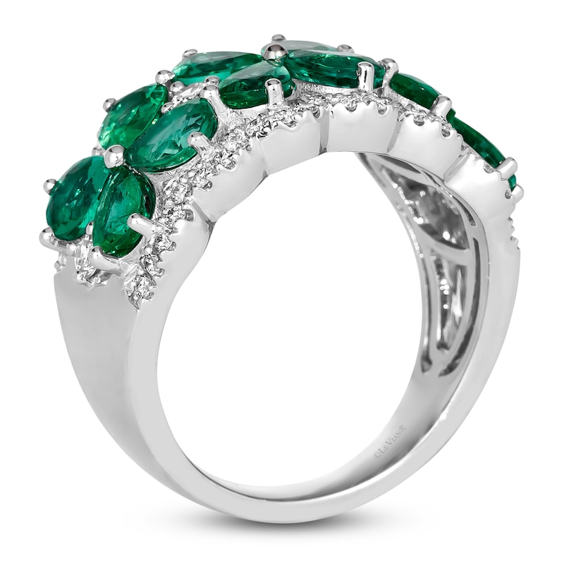 Main Image 2 of Le Vian Natural Emerald Flower Ring 1/2 ct tw Diamonds Platinum