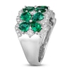 Thumbnail Image 3 of Le Vian Natural Emerald Flower Ring 1/2 ct tw Diamonds Platinum