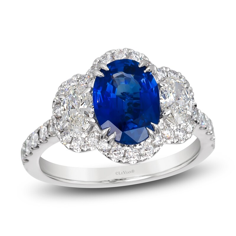 Main Image 1 of Le Vian Natural Blue Sapphire Ring 1-1/8 ct tw Diamonds Platinum