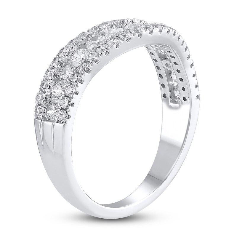 Main Image 2 of Lab-Created Diamond Contour Anniversary Ring 1 ct tw Round 14K White Gold