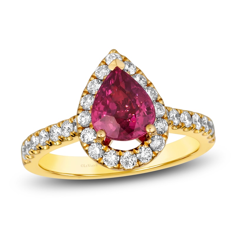 Main Image 1 of Le Vian Natural Padparadscha Sapphire Ring 3/4 ct tw Round 18K Honey Gold