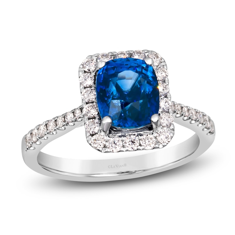 Main Image 1 of Le Vian Natural Ceylon Sapphire Ring 3/8 ct tw Diamonds 18K Vanilla Gold