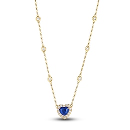 Le Vian Natural Ceylon Sapphire Necklace 1 ct tw Diamonds 18K Honey Gold 19"