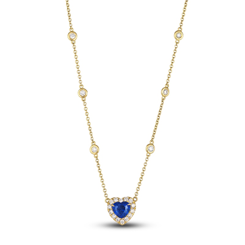 Main Image 1 of Le Vian Natural Ceylon Sapphire Necklace 1 ct tw Diamonds 18K Honey Gold 19"