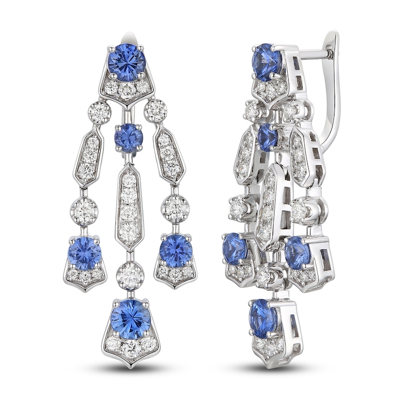Main Image 1 of Le Vian Natural Blue Sapphire Earrings 1-1/8 ct tw Diamonds 18K Vanilla Gold