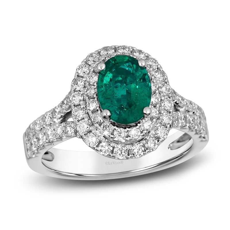 Main Image 1 of Le Vian Natural Emerald Ring 1 ct tw Diamonds 18K Vanilla Gold
