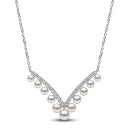 Yoko London Cultured Akoya Pearl Necklace 3/8 ct tw Diamonds 18K White Gold 18.5&quot;