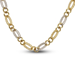 Italia D'Oro Diamond-Cut Oval Twist Necklace 14K Two-Tone Gold 18&quot;