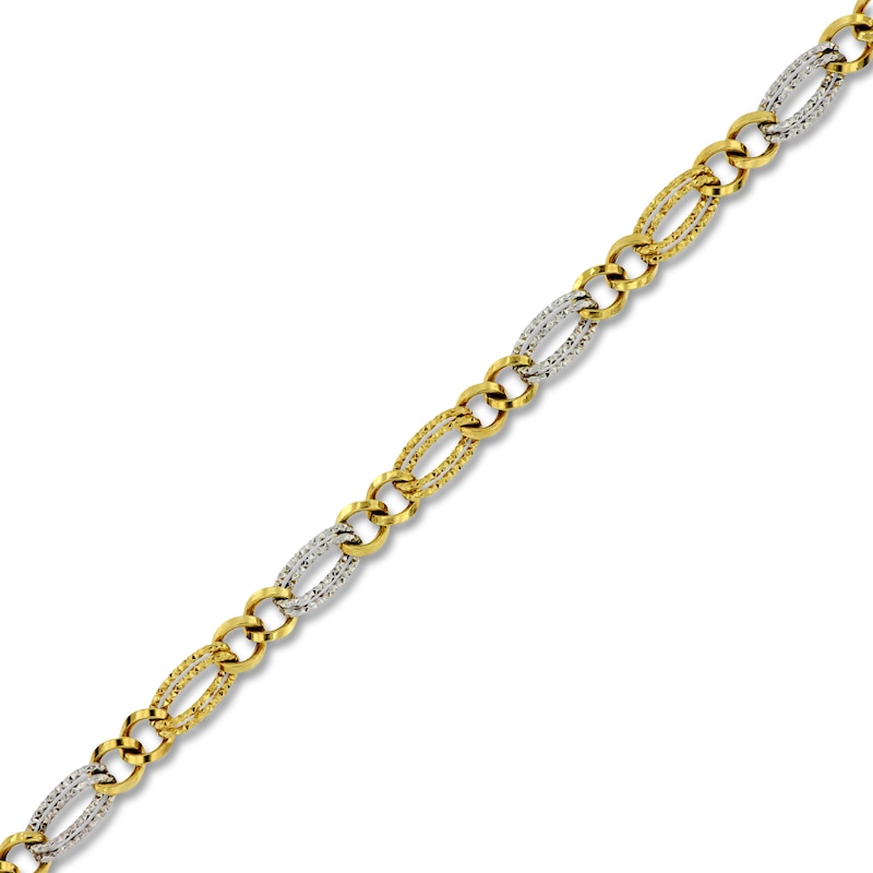 Main Image 2 of Italia D'Oro Hollow Diamond-Cut Oval Twist Necklace 14K Two-Tone Gold 18"