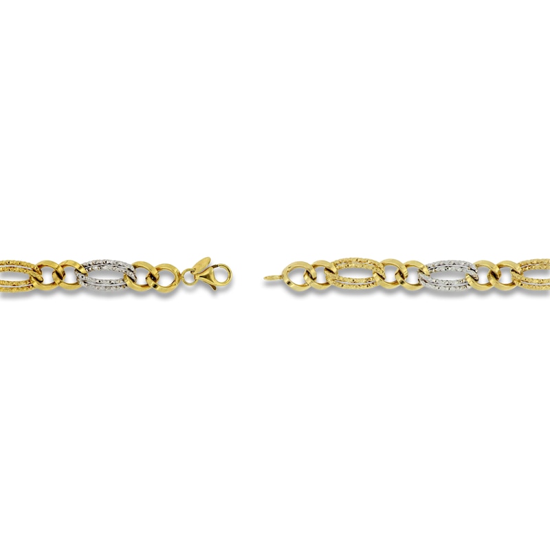 Main Image 3 of Italia D'Oro Hollow Diamond-Cut Oval Twist Necklace 14K Two-Tone Gold 18"