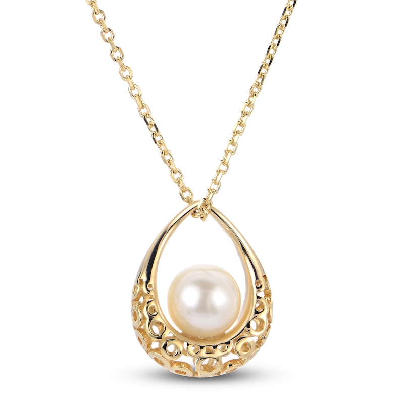 Freshwater Cultured Pearl Pendant Necklace 14K Yellow Gold 18"