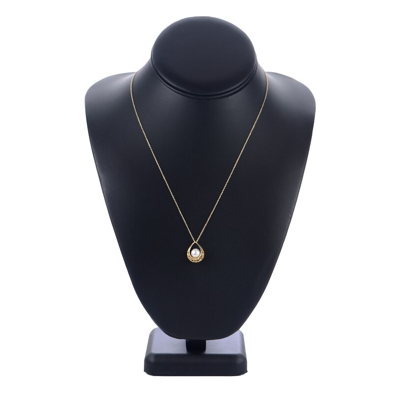 Freshwater Cultured Pearl Pendant Necklace 14K Yellow Gold 18"