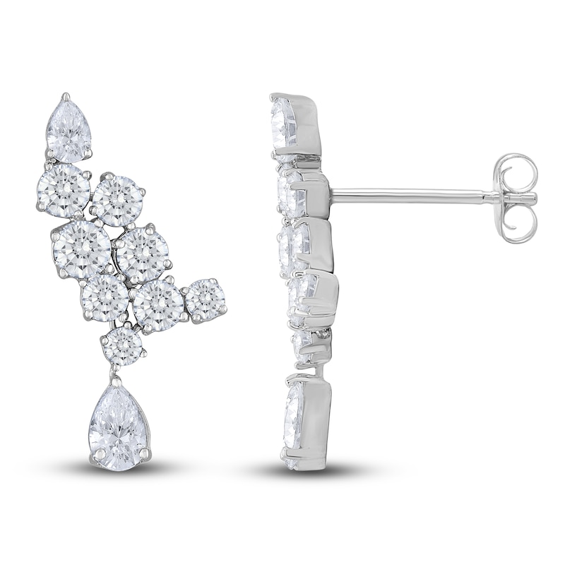 Main Image 1 of Diamond Cluster Dangle Earrings 2 ct tw Round/Pear 14K White Gold