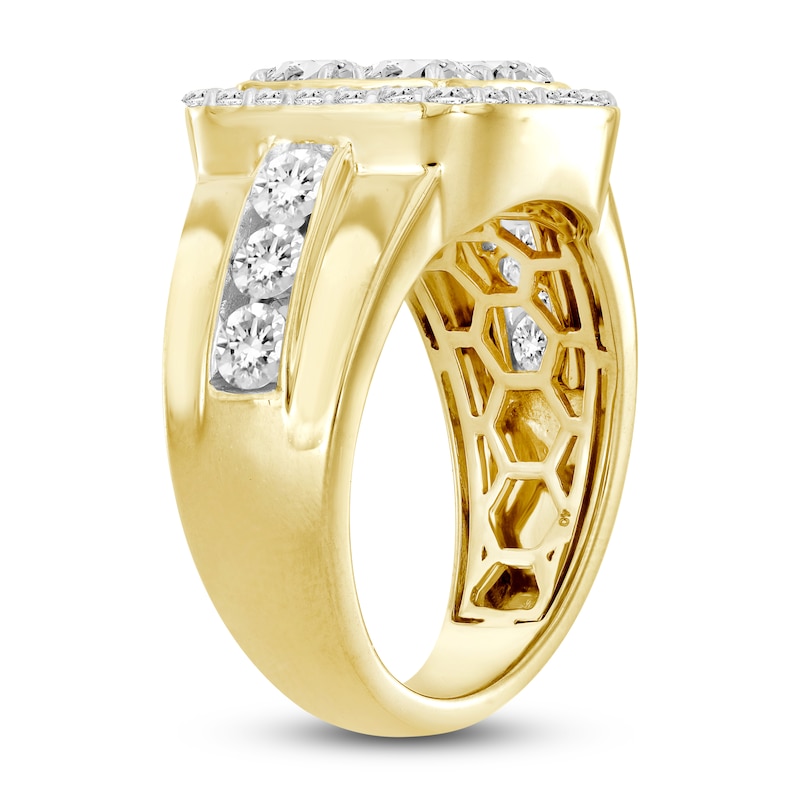 Main Image 2 of Men's Lab-Grown Diamond Ring 3 ct tw Round 14K Yellow Gold