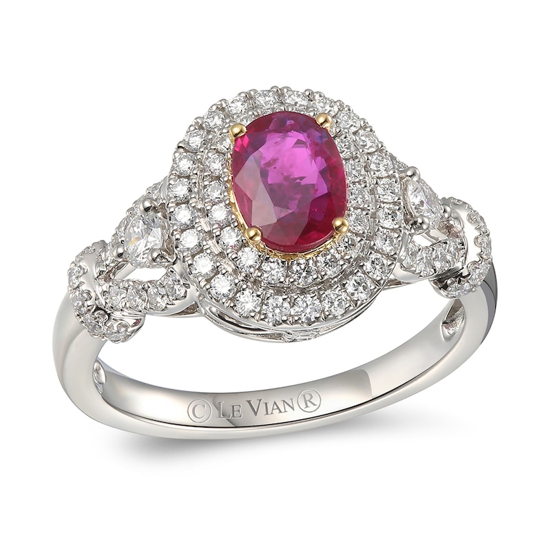 Main Image 1 of Le Vian Oval-Cut Natural Ruby Ring 5/8 ct tw Diamonds Platinum